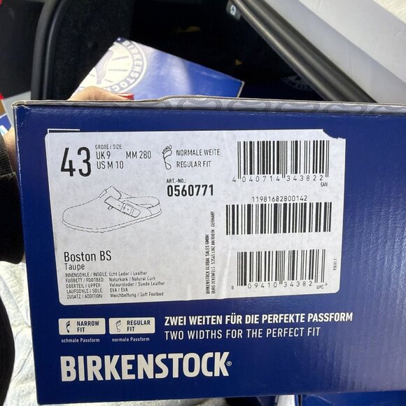 NIB Birkenstock Soft Footbed Boston Taupe Suede Slide Sandal Shoes Mens 10 EU 43 main image 6